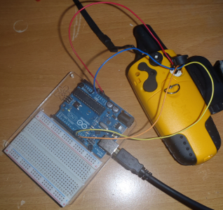 An Arduino wired up to a Garmin GPS 60